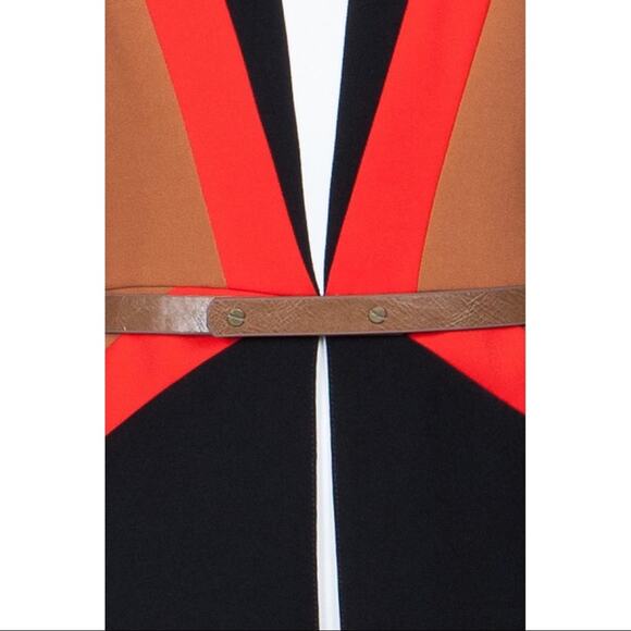 NWT Ark & Co. color block dress in red, black, tan, white.  Size S. - Picture 7 of 16
